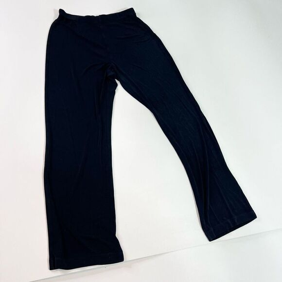Chico's Travelers Slinky Wide Pants small Navy Blue Velvet Pull-On Elastic Waist - Picture 1 of 9